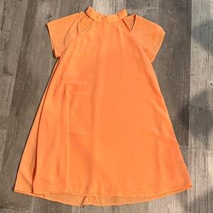 Women’s peach Chiffon Mock Neck Dress